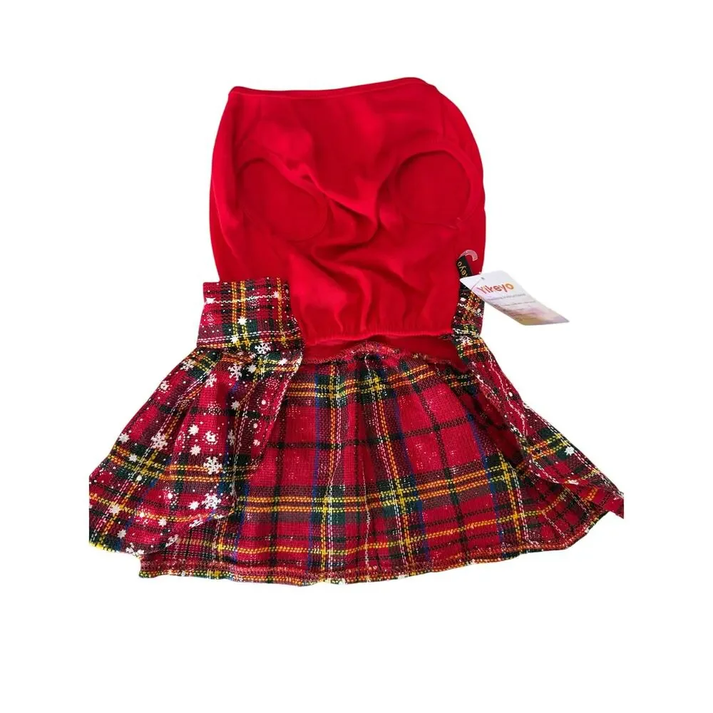 Dog Christmas Dress Fits Like a Small tag says Medium